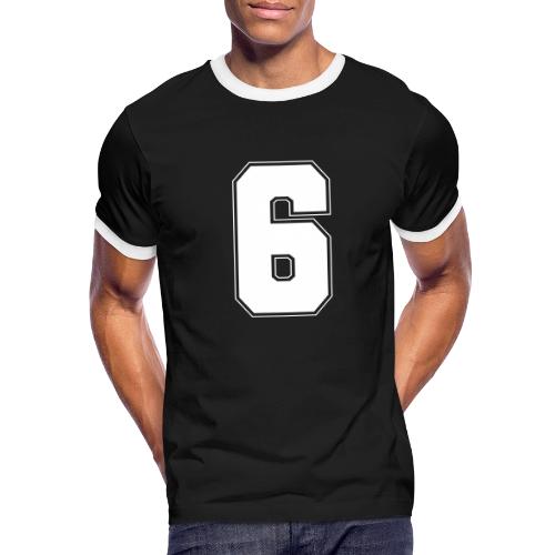 White Number 6 – Varsity Font - Men's Ringer T-Shirt