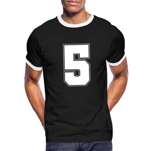 White Number 5 – Varsity Font - Men's Ringer T-Shirt