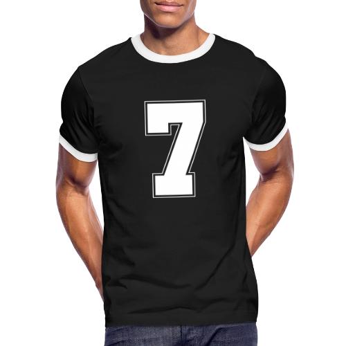 White Number 7 – Varsity Font - Men's Ringer T-Shirt