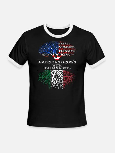 American Grown With Italian Roots - Men's Ringer T-Shirt - black/white