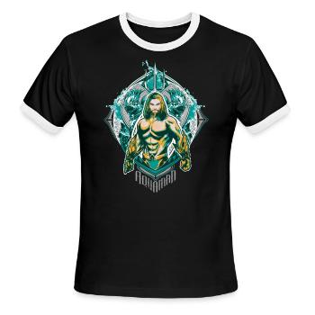 Aquaman Film Aquaman Sea King - Men's Ringer T-Shirt - black/white - Front - Jackson (183cm)