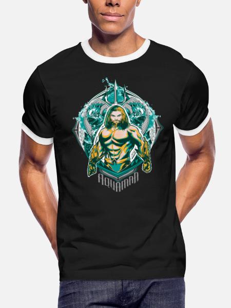 Aquaman Film Aquaman Sea King - Men's Ringer T-Shirt - black/white - Front - Jackson (183cm)
