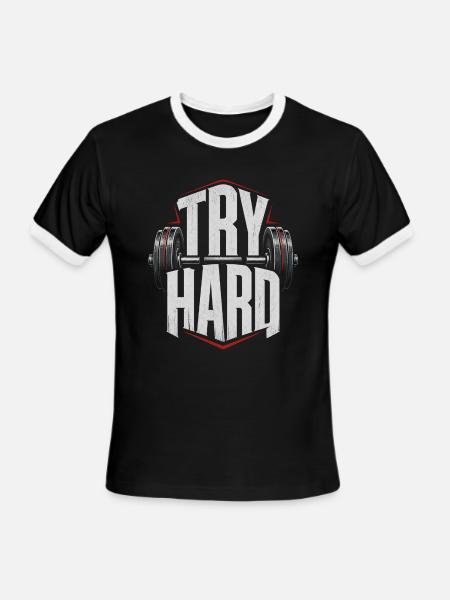 Try Hard Gym Anthem - Men's Ringer T-Shirt - black/white