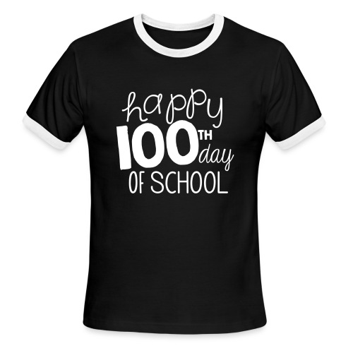 Happy 100th Day of School Chalk Teacher T-Shirt - Men's Ringer T-Shirt