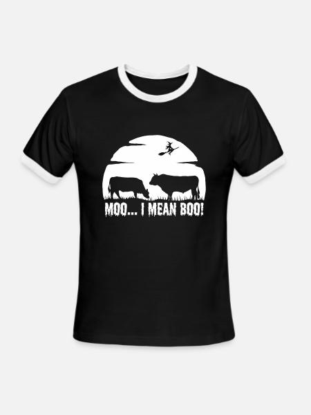 Halloween cow witch night legend dairy funny boo - Men's Ringer T-Shirt - black/white