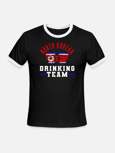 North Korea - Men's Ringer T-Shirt - black/white