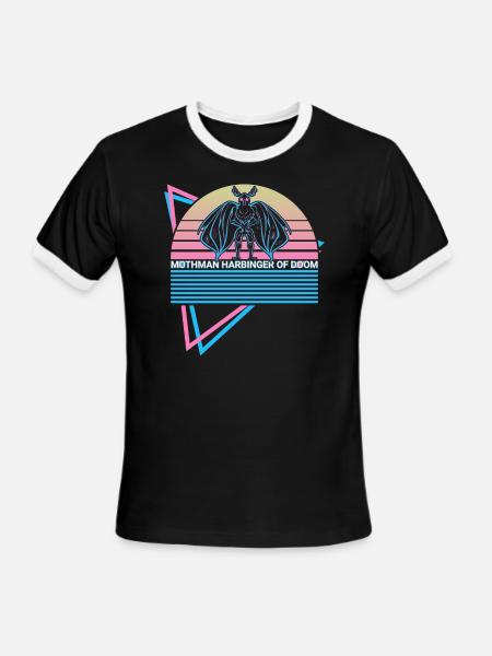 Mothman Cryptid Retro - Men's Ringer T-Shirt - black/white