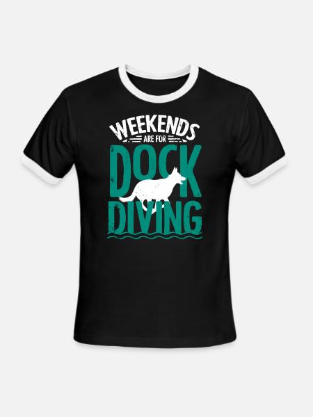 Dog Diving, Dock Diving - Men's Ringer T-Shirt - black/white