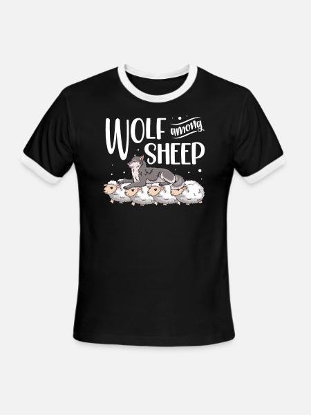Wolf Among Sheep Wolves Animal Werewolf Wolf Lover - Men's Ringer T-Shirt - black/white