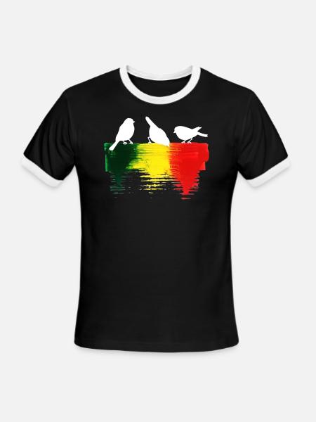 Three Little Birds Rasta - Men's Ringer T-Shirt - black/white