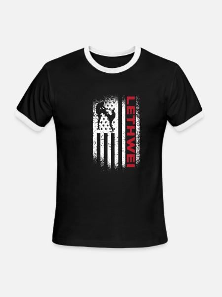 Lethwei USA Flag - Men's Ringer T-Shirt - black/white