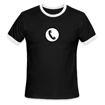 phone sign - Men's Ringer T-Shirt - black/white - Front - Jackson (183cm)