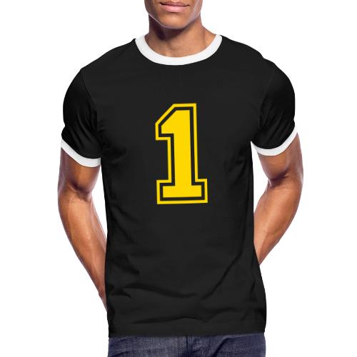 Number 1 in a classic athletic collegiate font - Men's Ringer T-Shirt