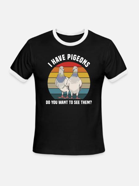pigeons - Men's Ringer T-Shirt - black/white