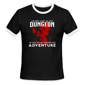 I'm not lost in the dungeon - rpg phoenix - Men's Ringer T-Shirt - black/white - Front - Jackson (183cm)