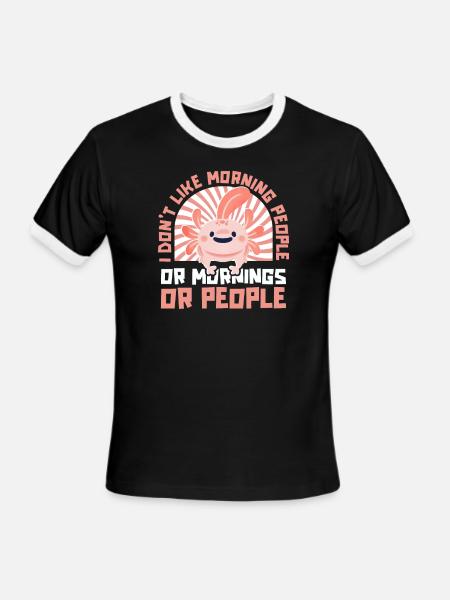 Axolotl Salamander - Men's Ringer T-Shirt - black/white