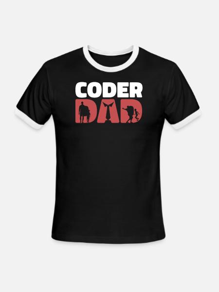 Programmer Coder Dad Coding - Men's Ringer T-Shirt - black/white
