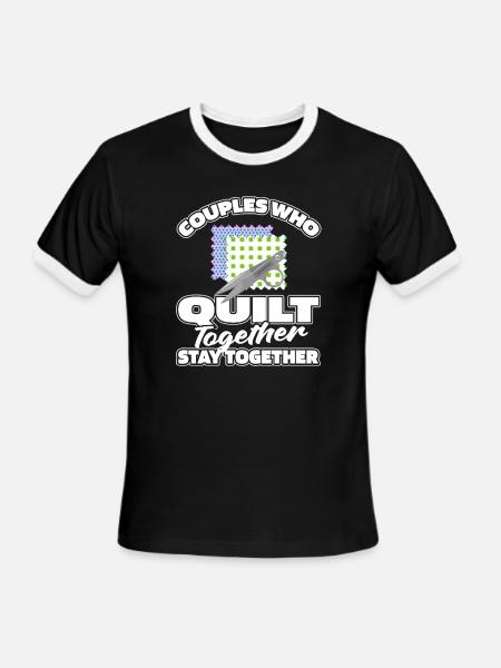 Quilting Couple - Men's Ringer T-Shirt - black/white