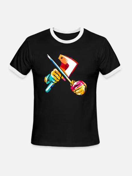 Butcher polygon - Men's Ringer T-Shirt - black/white