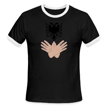 Albania Adler Shqiperia For Albanians - Men's Ringer T-Shirt - black/white - Front - Jackson (183cm)