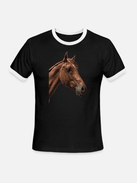 Horse - Men's Ringer T-Shirt - black/white