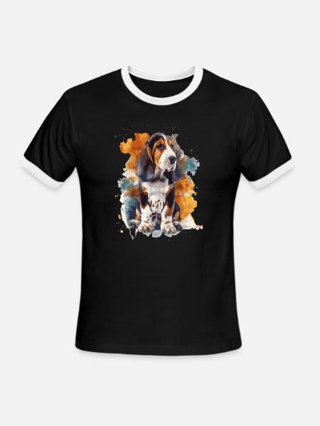 Basset Hound - Men's Ringer T-Shirt - black/white