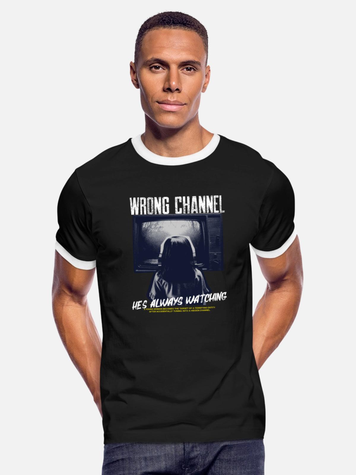 Wrong Channel - Men's Ringer T-Shirt - black/white - Front - Jackson (183cm)