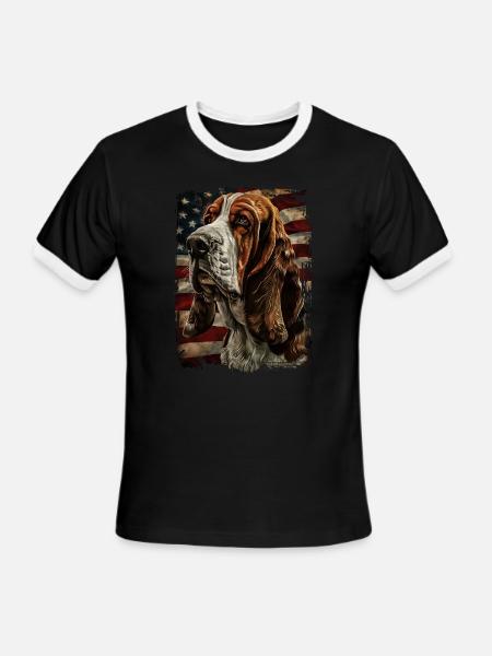 Basset Hound - Men's Ringer T-Shirt - black/white