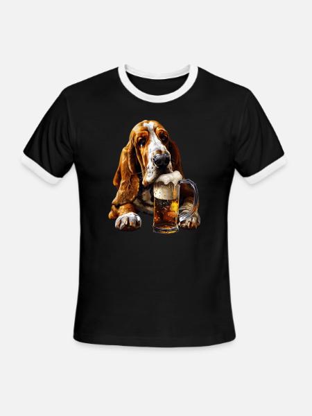 Basset Hound - Men's Ringer T-Shirt - black/white