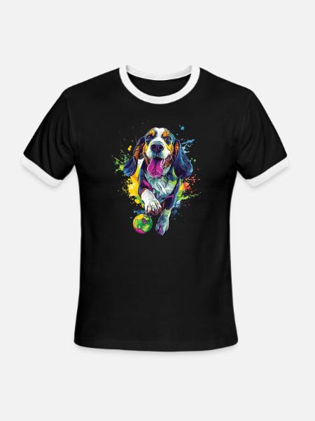 Basset Hound - Men's Ringer T-Shirt - black/white