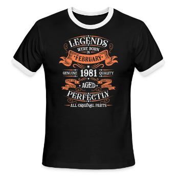 February 1981| February 1981 anniversary 1981 - Men's Ringer T-Shirt - black/white - Front - Jackson (183cm)