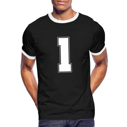 White Number 1 – Varsity Font - Men's Ringer T-Shirt