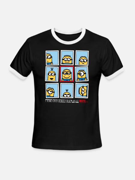 Minions Home Office Problems - Men's Ringer T-Shirt - black/white