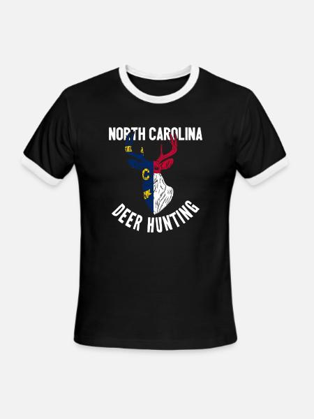Chasseur de cerfs de Caroline du Nord Chasseur de cerfs - T-shirt à bandes contrastées pour hommes - noir/blanc