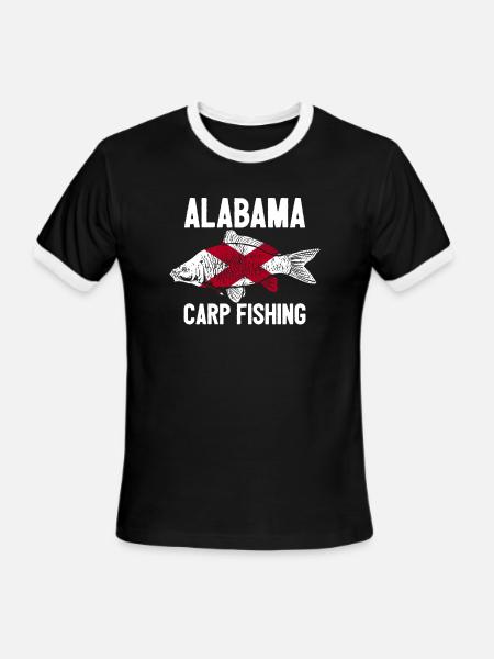 Alabama Carp Fishing Angler American Carp Angling - T-shirt à bandes contrastées pour hommes - noir/blanc