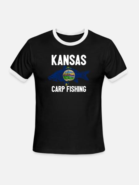 Kansas Carp Fishing Angler American Carp Angling U - T-shirt à bandes contrastées pour hommes - noir/blanc