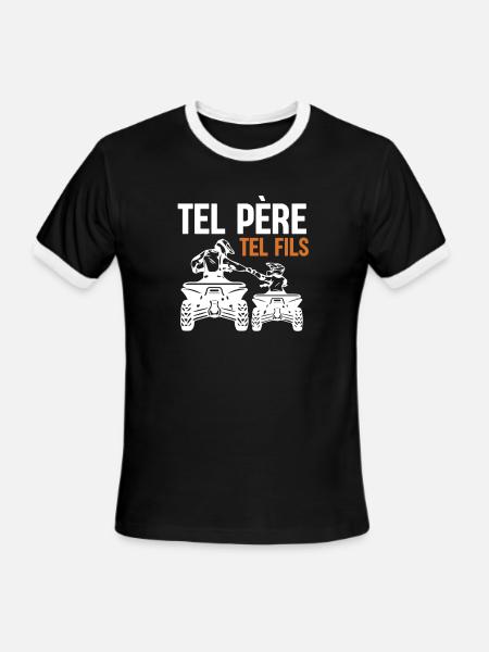 Tel Père Tel Fils Quad Antenne Cubique Moto - Men's Ringer T-Shirt - black/white