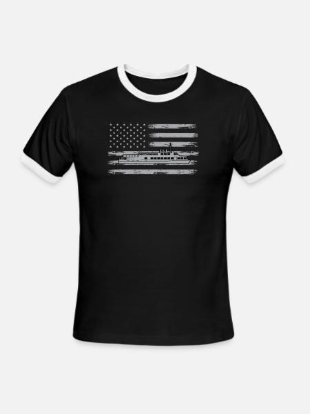 USA Ferry - Men's Ringer T-Shirt - black/white