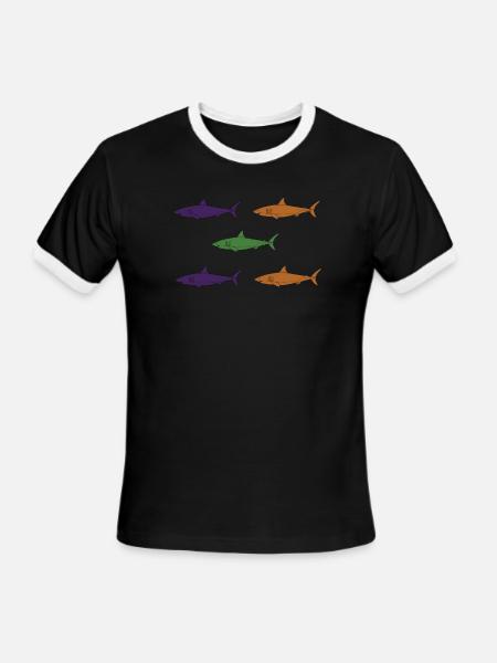 Sharks - Men's Ringer T-Shirt - black/white