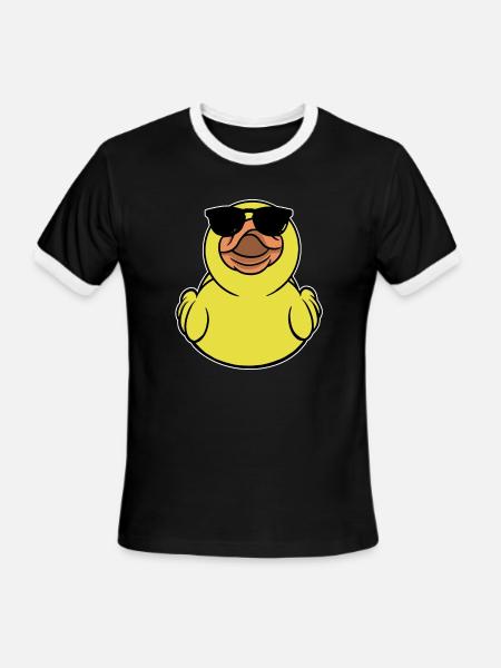 Rubber Duckie Duck With Sunglasses - Men's Ringer T-Shirt - black/white