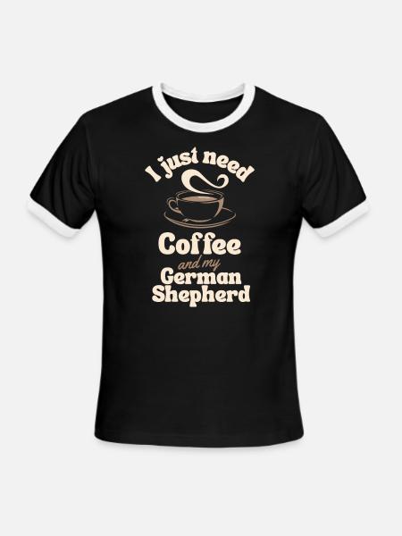 Coffee German-shepherd lover - Men's Ringer T-Shirt - black/white