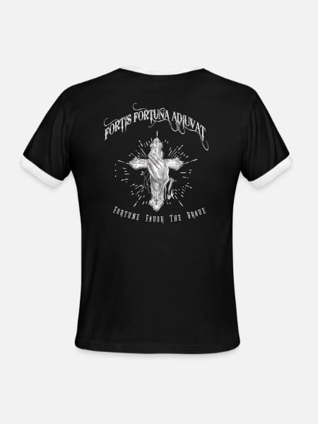 Fortis Fortuna Adiuvat - Cross and Hand Tattoo - Men's Ringer T-Shirt - black/white