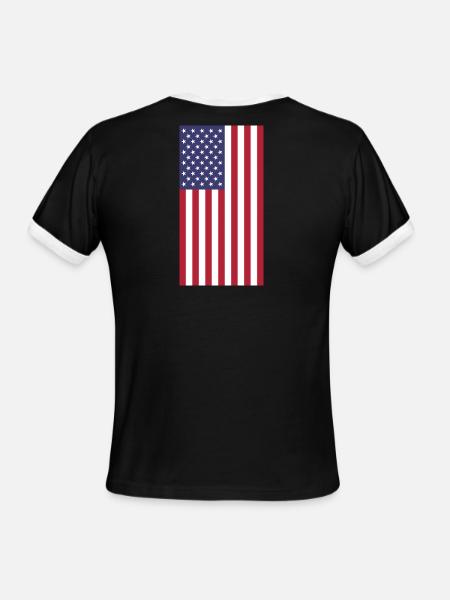 USA Flag, vertical - Men's Ringer T-Shirt - black/white