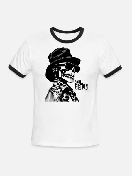 Skull Fiction Skeleton Art - Men's Ringer T-Shirt - white/black