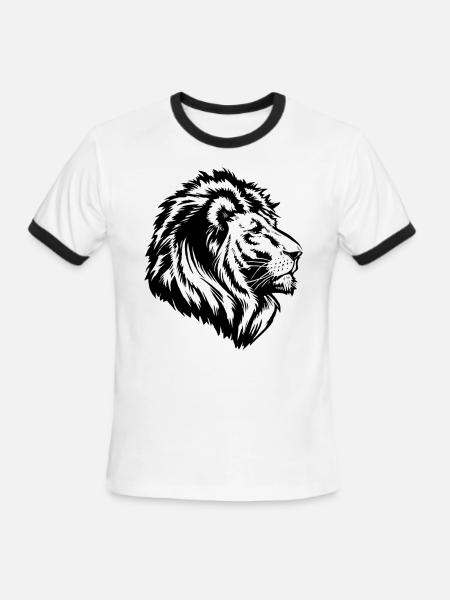 lion - Men's Ringer T-Shirt - white/black