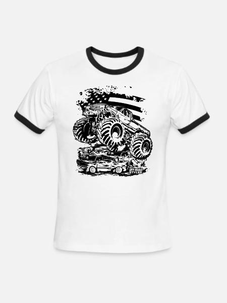 Monster Truck USA - Men's Ringer T-Shirt - white/black