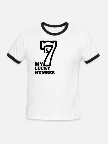 7 Is my lucky number - Men's Ringer T-Shirt - white/black