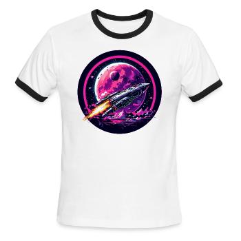 SPRDSHRT Rocket neon 4 ROUND - Men's Ringer T-Shirt - white/black - Front - Jackson (183cm)