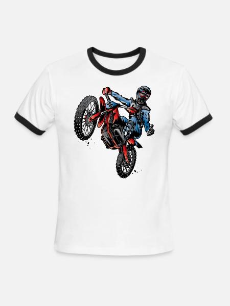 Motocross Dirt Bike Stunt Rider - Men's Ringer T-Shirt - white/black