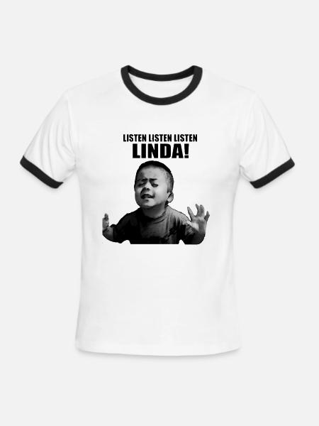 listen linda - Men's Ringer T-Shirt - white/black